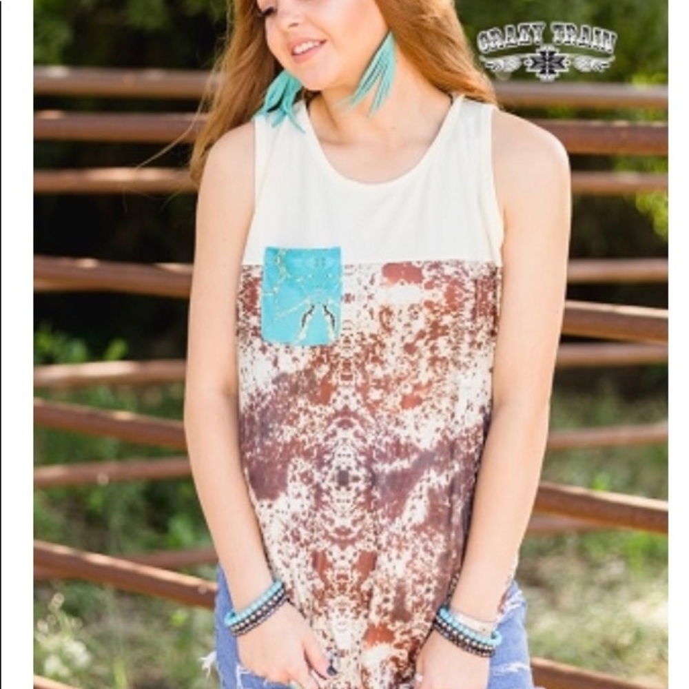 Cream cow print with stone look like iPocket